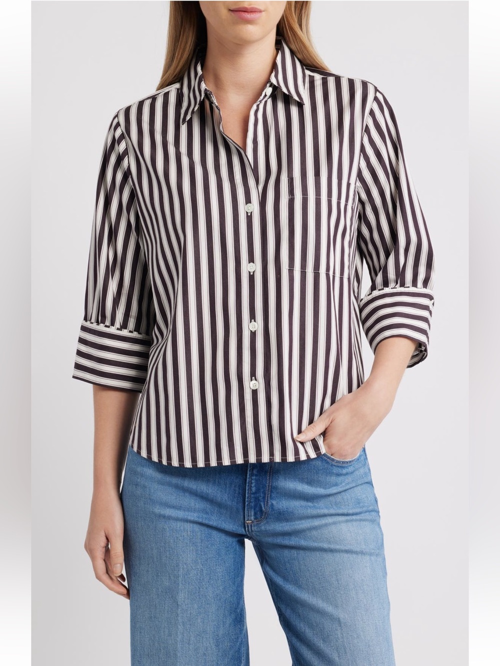 Madewell easy Y-neck poplin button-up shirt